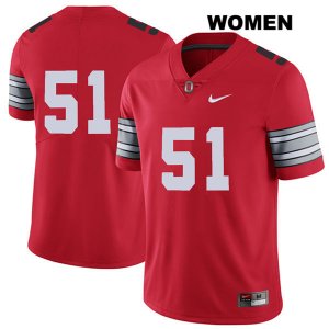 Women's NCAA Ohio State Buckeyes Antwuan Jackson #51 College Stitched 2018 Spring Game No Name Authentic Nike Red Football Jersey NS20B81BS